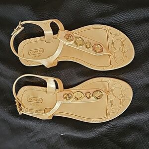 Ladies Coach sandals,  gold, sz 7